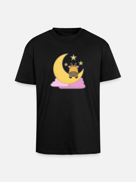 Lune girafe - T-shirt unisexe oversize épais - noir