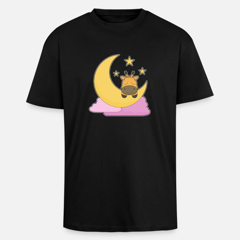 Giraffe Moon - Unisex Oversized Heavyweight T-shirt - black