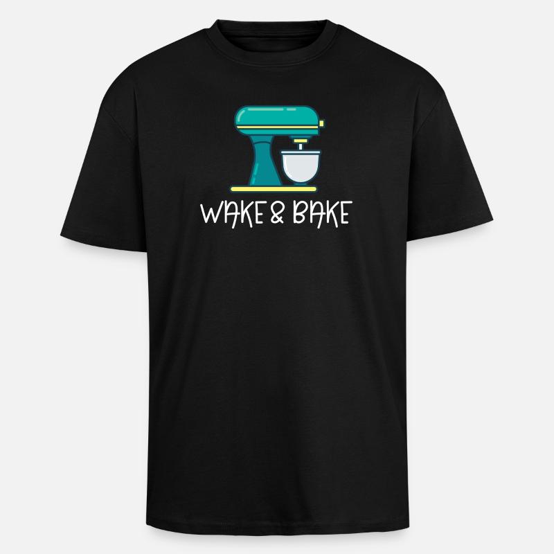 Aufwachen und Backen - Oversized Heavyweight Unisex T-Shirt - Schwarz
