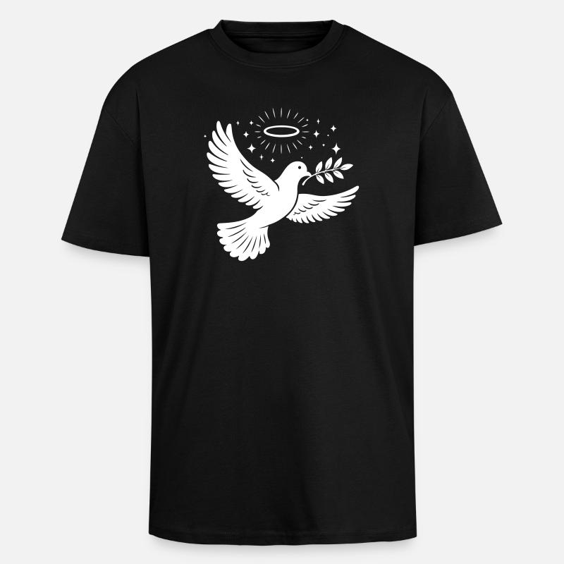 Colombe Sainte Chrétienne - T-shirt unisexe oversize épais - noir