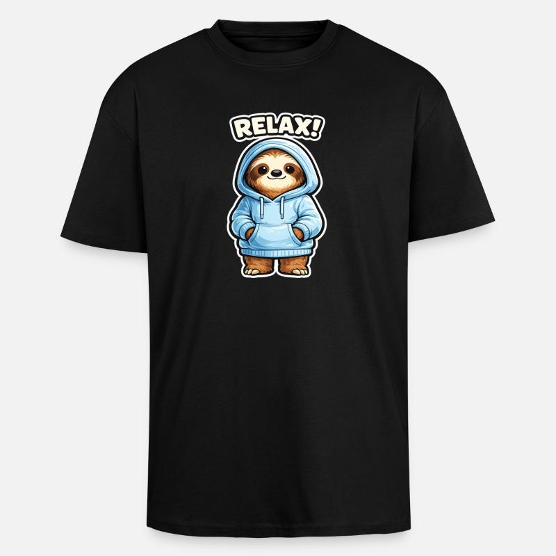 Sweat à capuche Relax Sloth - T-shirt unisexe oversize épais - noir