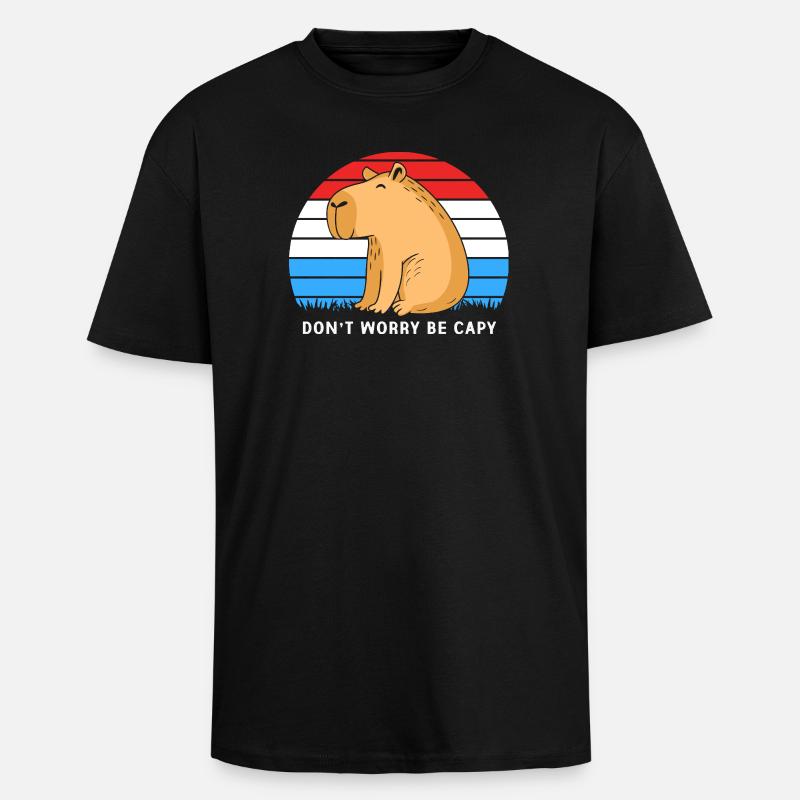 Capybara - Oversized Heavyweight Unisex T-Shirt - Schwarz