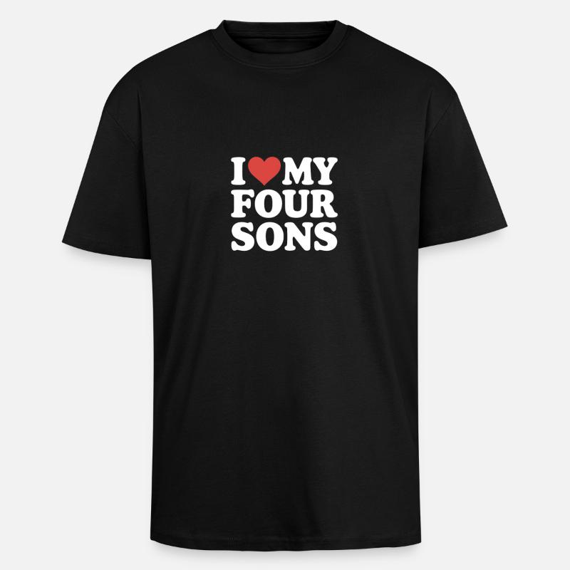 Ich liebe meine vier Söhne - Oversized Heavyweight Unisex T-Shirt - Schwarz