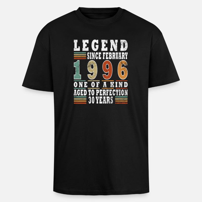 Février 1996 Jubilé 1996 Légendes février - T-shirt unisexe oversize épais - noir