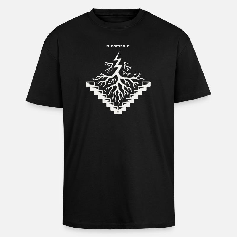 Rooted Staircase Tree - Unisex Oversized Heavyweight T-shirt - black