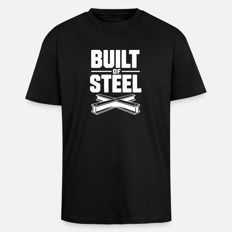 Construit en acier - T-shirt unisexe oversize épais - noir