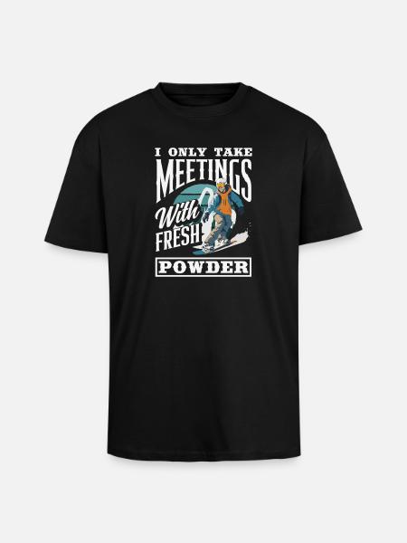 Snowboarding Snowboard Meeting Chairlift - Unisex Oversized Heavyweight T-shirt - black
