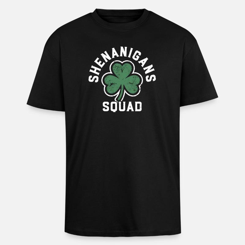 Shenanigans Squad Shamrock Tee - Unisex Oversized Heavyweight T-shirt - black