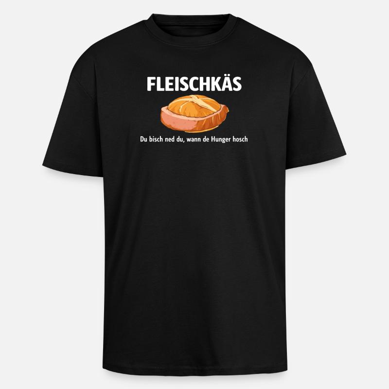 FLEISCHKÄS Shirt – Saarland dialect - Unisex Oversized Heavyweight T-shirt - black