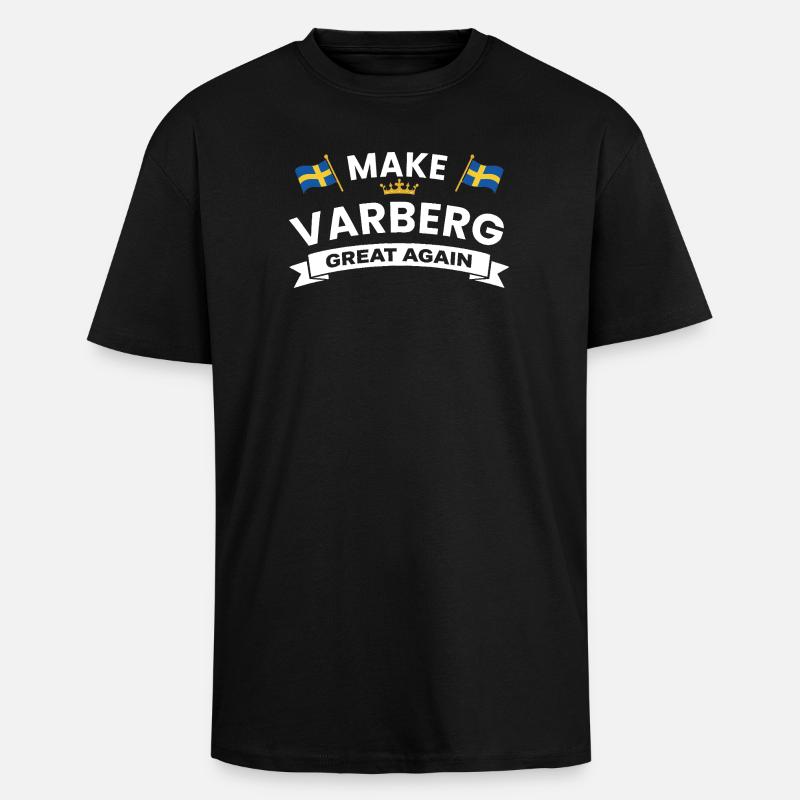 Varberg Pride Banner-Emblem - Oversized Heavyweight Unisex T-Shirt - Schwarz