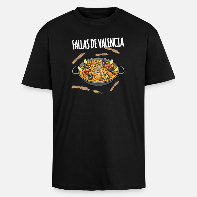 Fallas De Valencia Paella - Oversized Heavyweight Unisex T-Shirt - Schwarz