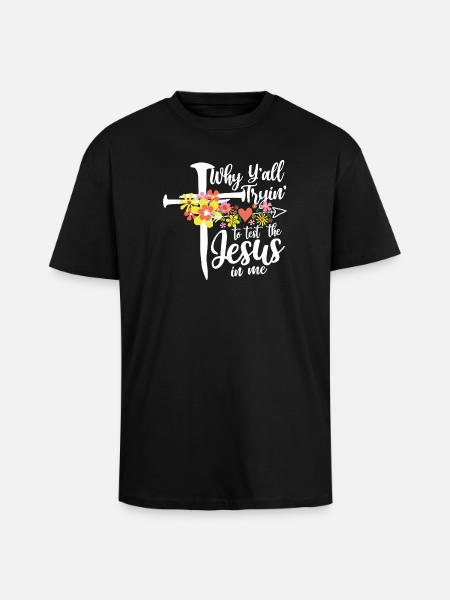 Cross flowers: Jesus in me - Unisex Oversized Heavyweight T-shirt - black