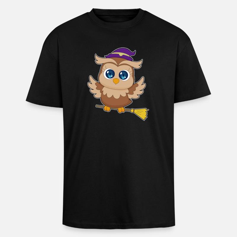 Eule Halloween Hexe - Oversized Heavyweight Unisex T-Shirt - Schwarz