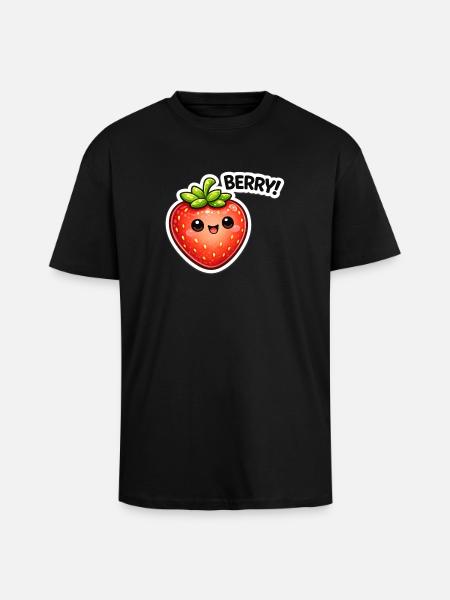Berry Sticker Kawaii Stil - Oversized Heavyweight Unisex T-Shirt - Schwarz