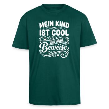 My Kid Is Cool Proofs - Unisex Oversized Heavyweight T-shirt - hunter green - Front - Alina (178cm) & Michal (187cm)
