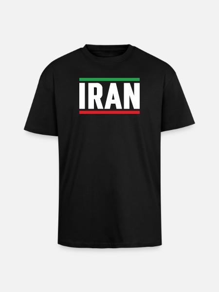 Iran Flag Strong Typography - Unisex Oversized Heavyweight T-shirt - black