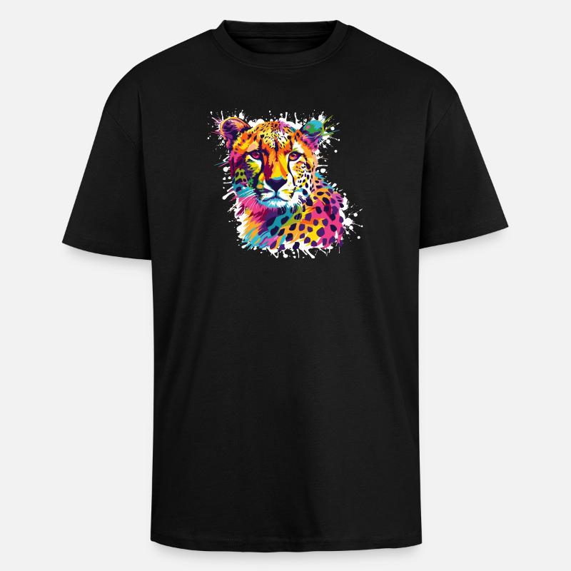 Graffiti léopard guépard - T-shirt unisexe oversize épais - noir