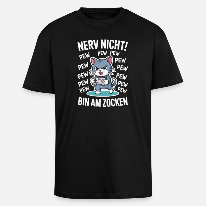 Courage Not I Gaming Cat Design - T-shirt unisexe oversize épais - noir