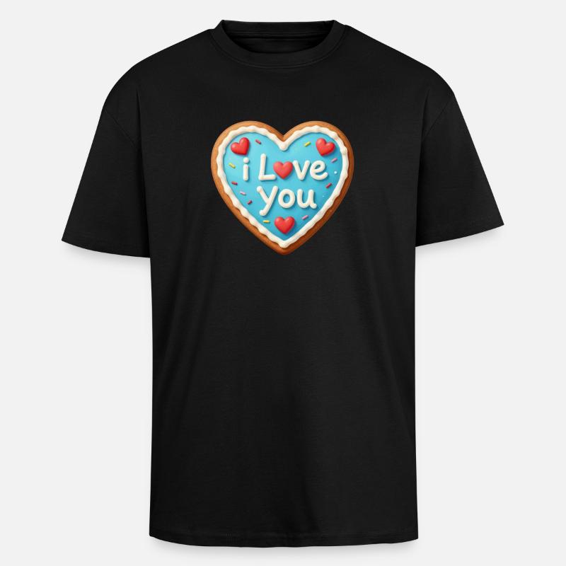 Valentine's Day Heart Gift Valentine's Day - Unisex Oversized Heavyweight T-shirt - black