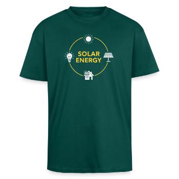 Solar Energy Circle Logo - Unisex Oversized Heavyweight T-shirt - hunter green - Front - Alina (178cm) & Michal (187cm)