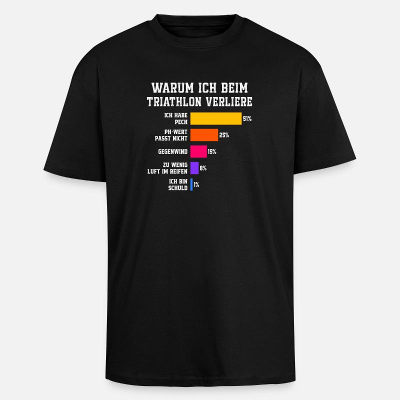 Warum ich beim Triathlon verliere Triathlon - Oversized Heavyweight Unisex T-Shirt - Schwarz