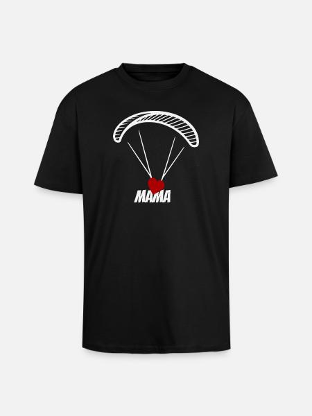 Paragliding Mama mit Herz - Oversized Heavyweight Unisex T-Shirt - Schwarz