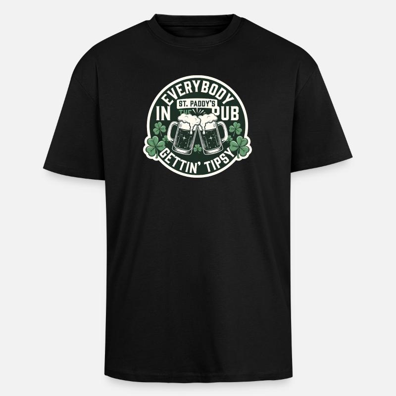 Alle werden beschwipst St. Patrick's Pub - Oversized Heavyweight Unisex T-Shirt - Schwarz