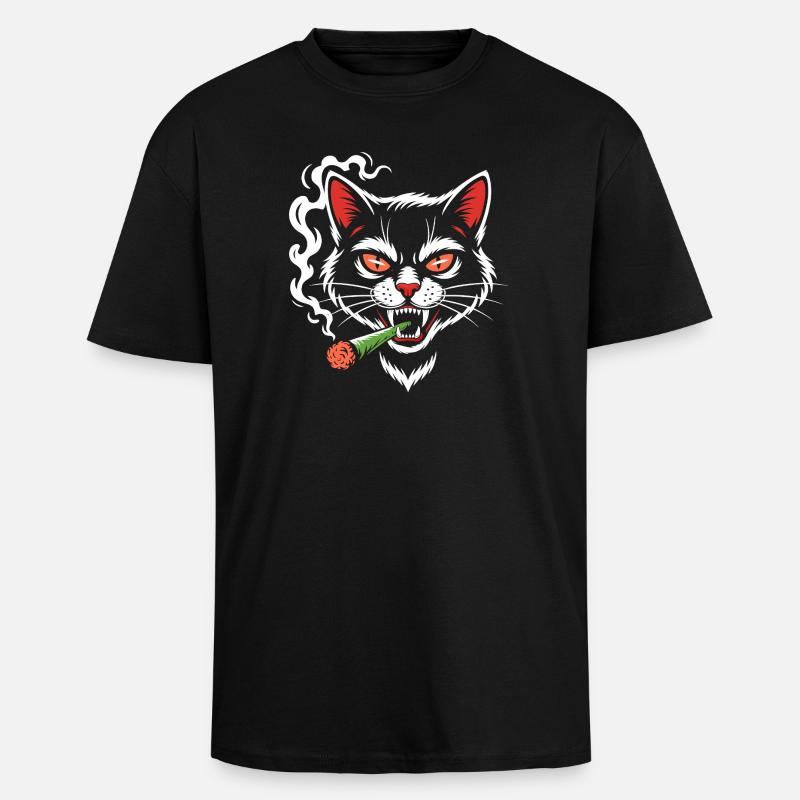 Chat en colère avec articulation - T-shirt unisexe oversize épais - noir
