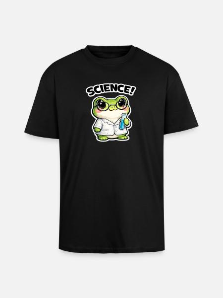 Science frog with glasses - Unisex Oversized Heavyweight T-shirt - black