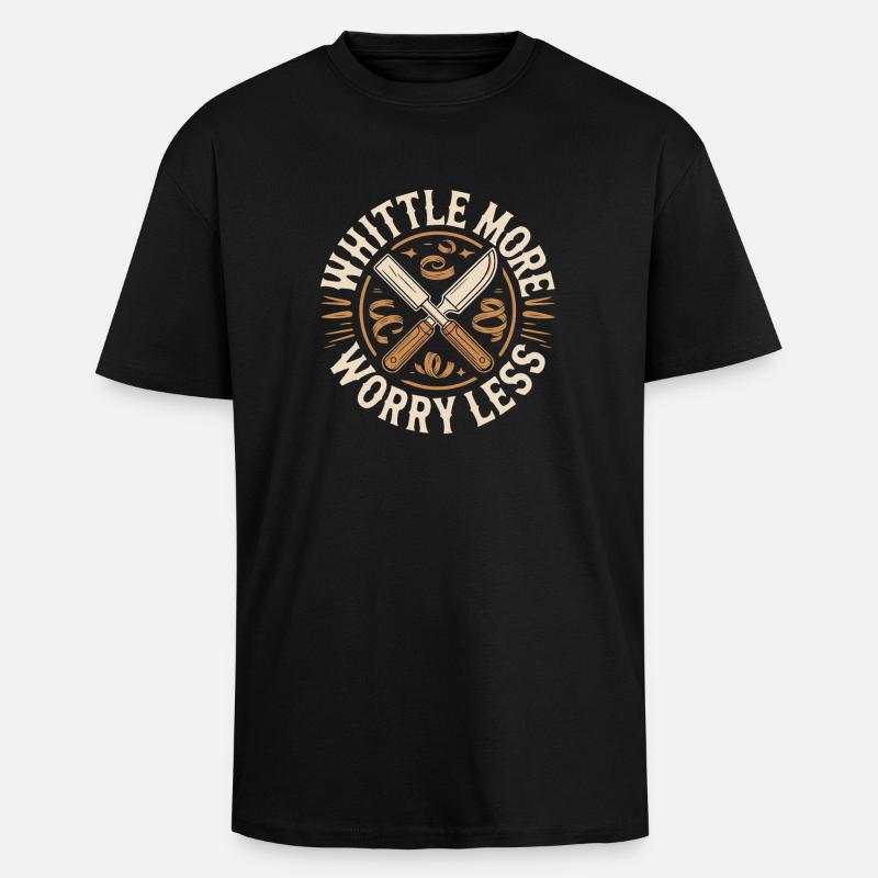 Schnitz mehr, sorge dich weniger - Oversized Heavyweight Unisex T-Shirt - Schwarz