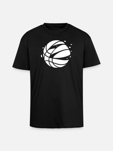 Monochrome Geometric Basketball Glyph - Unisex Oversized Heavyweight T-shirt - black