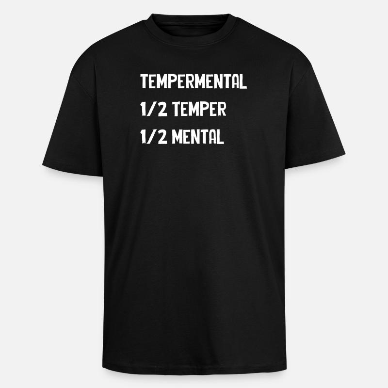 Tempermental Split Typography - Oversized Heavyweight Unisex T-Shirt - Schwarz