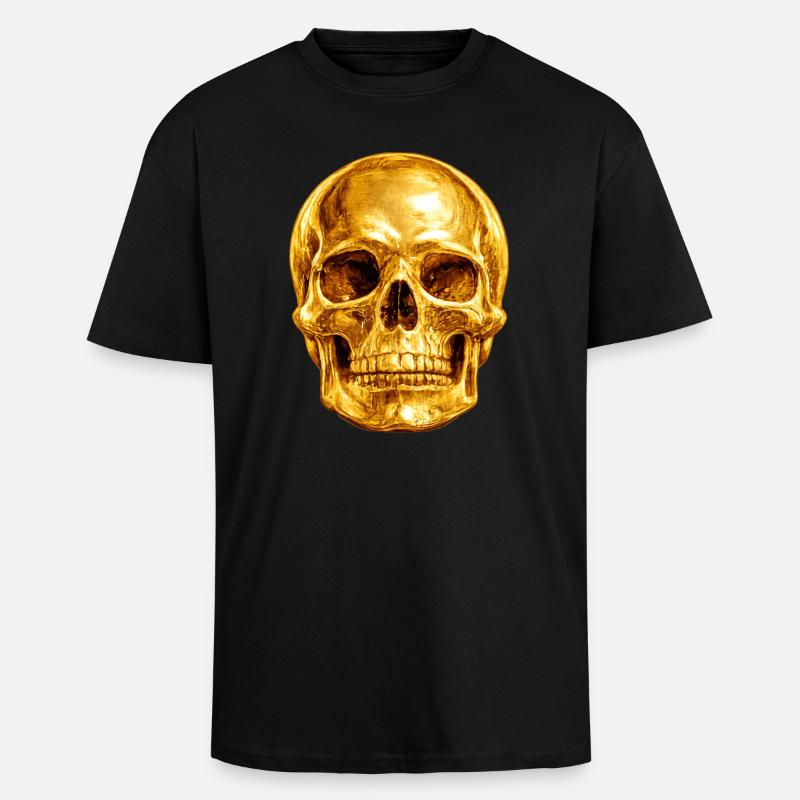Crâne d’Or Gothique de luxe - T-shirt unisexe oversize épais - noir
