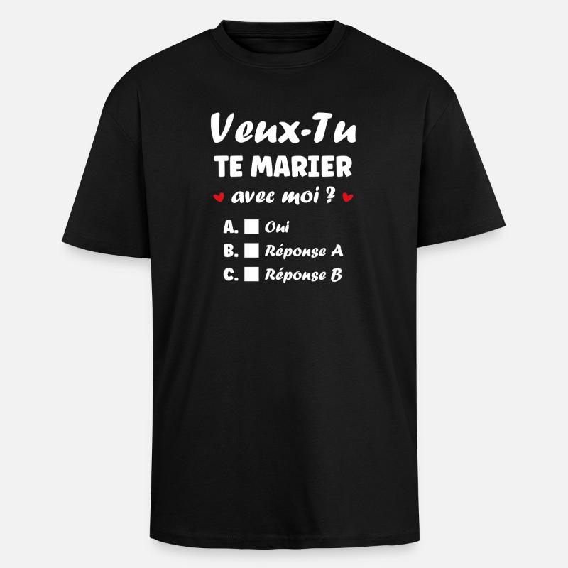 Proposition Mariage Interactif - T-shirt unisexe oversize épais - noir