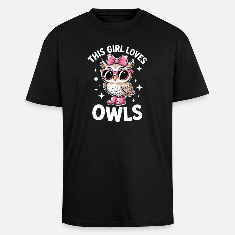 Eule Sprüche Eulen Lustiges Eulen Geschenk - Oversized Heavyweight Unisex T-Shirt - Schwarz