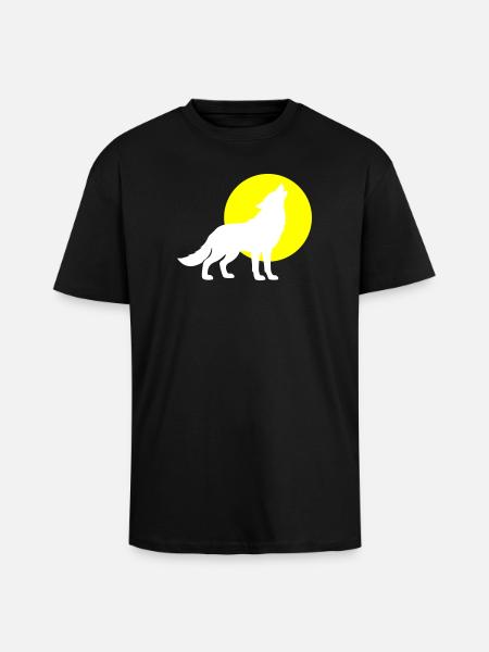 Wolf Silhouette - Oversized Heavyweight Unisex T-Shirt - Schwarz