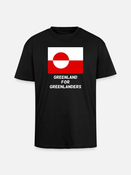 Greenland Flag Circle Emblem - Unisex Oversized Heavyweight T-shirt - black