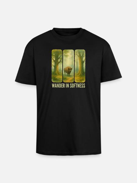 Bisons errants dans la forêt - T-shirt unisexe oversize épais - noir