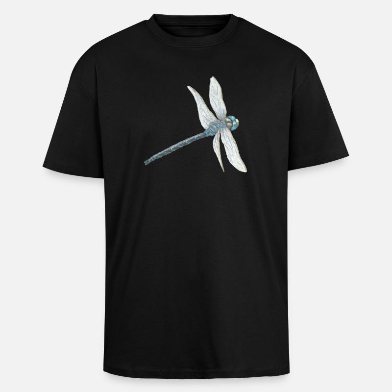 Illustration de libellule sarcelle - T-shirt unisexe oversize épais - noir