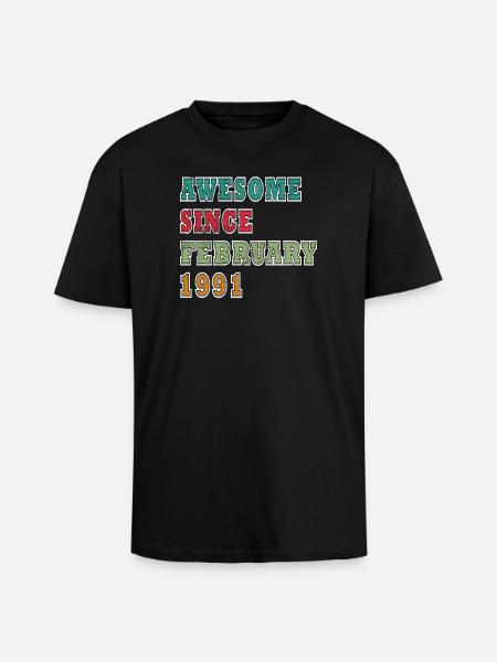 February 1991 Birthday Gift - Unisex Oversized Heavyweight T-shirt - black
