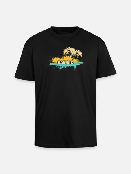 Vacances Caraïbes - T-shirt unisexe oversize épais - noir