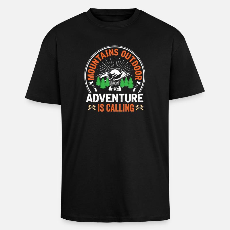 Mountains - Adventure is Calling - Unisex Oversized Heavyweight T-shirt - black
