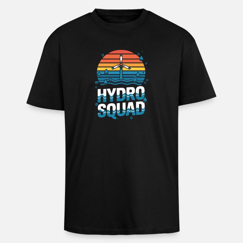 Hydro Squad Hydropower Team Renewable Energy - Unisex Oversized Heavyweight T-shirt - black