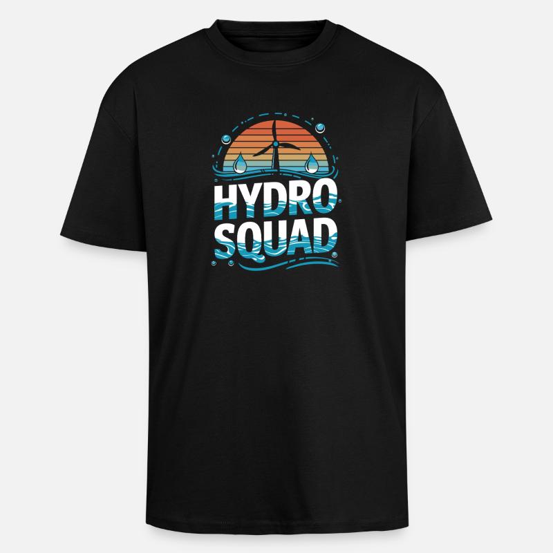  Hydro Squad Erneuerbare Energie Wasserkraft - Oversized Heavyweight Unisex T-Shirt - Schwarz
