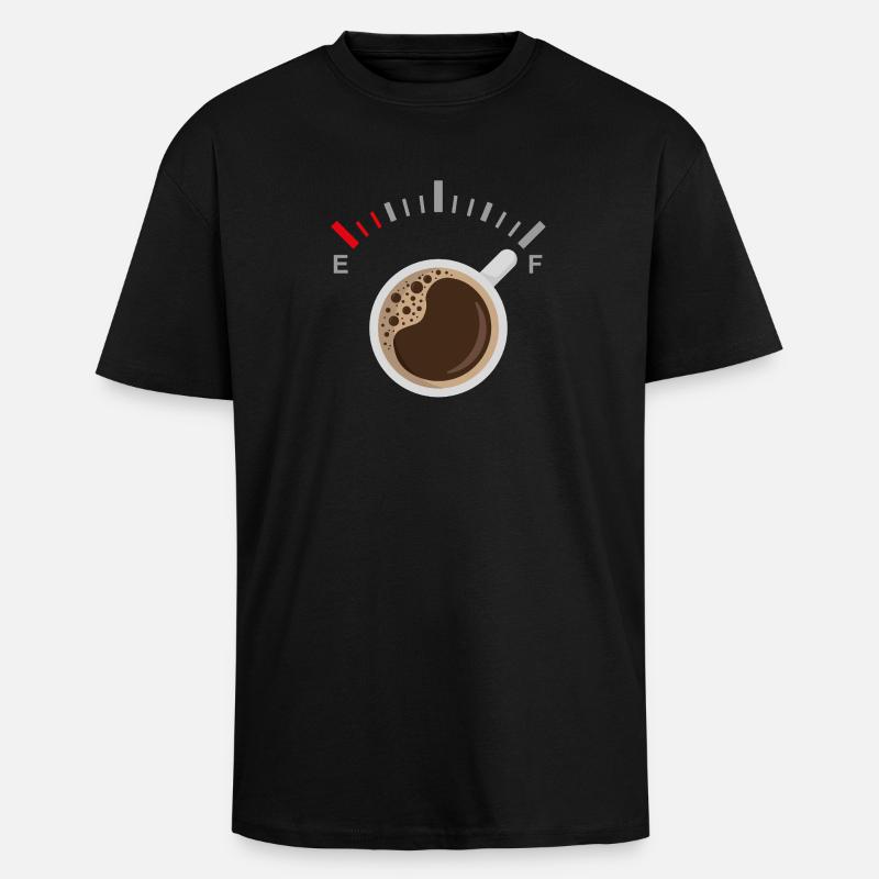 Vollgepumpt mit Kaffee - Oversized Heavyweight Unisex T-Shirt - Schwarz
