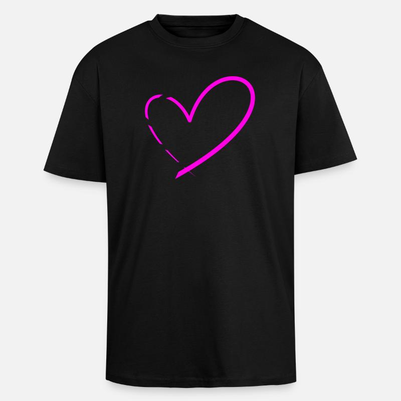 Herz Herzen - Oversized Heavyweight Unisex T-Shirt - Schwarz