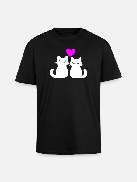Katzen Verliebt Paar - Unisex Oversized Heavyweight T-shirt - black