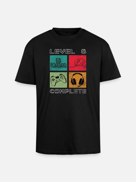 8th Birthday Level 8 unlocked - Unisex Oversized Heavyweight T-shirt - black