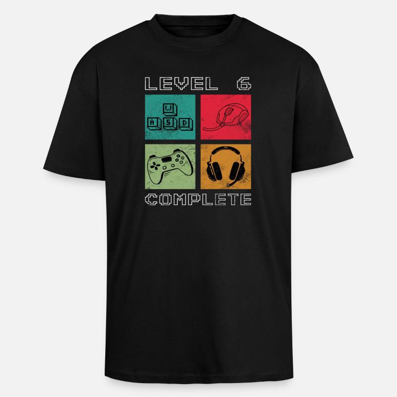 Level 6 freigeschaltet - Oversized Heavyweight Unisex T-Shirt - Schwarz
