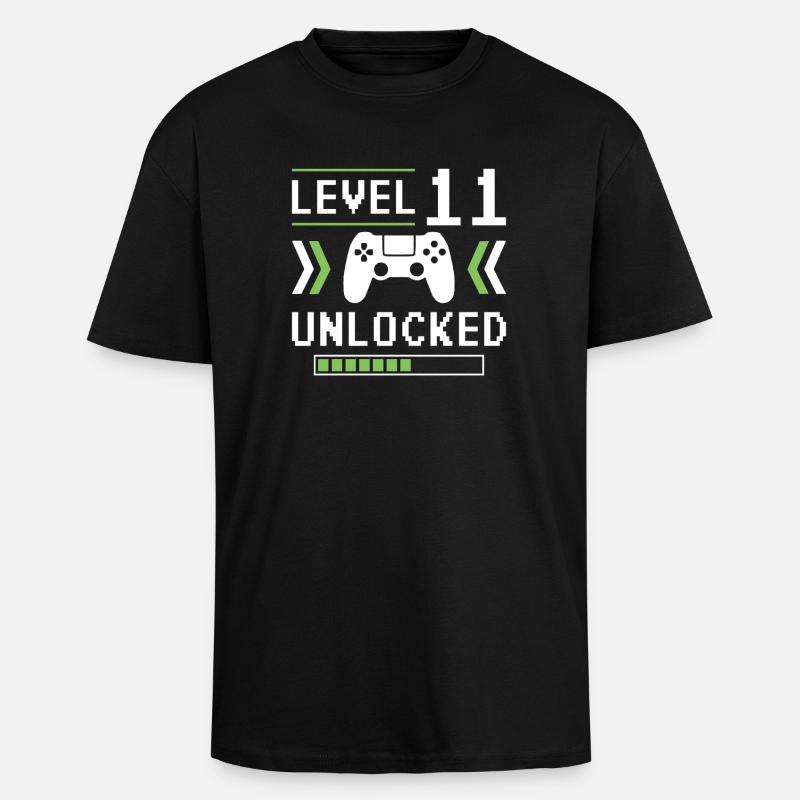 Level 11 - Oversized Heavyweight Unisex T-Shirt - Schwarz